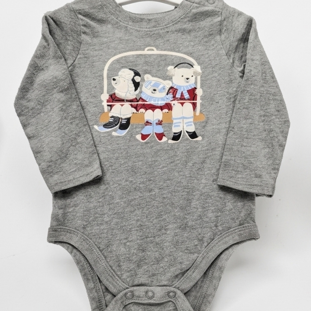 Garanimals Gray Long Sleeve Bodysuit with Bear Design